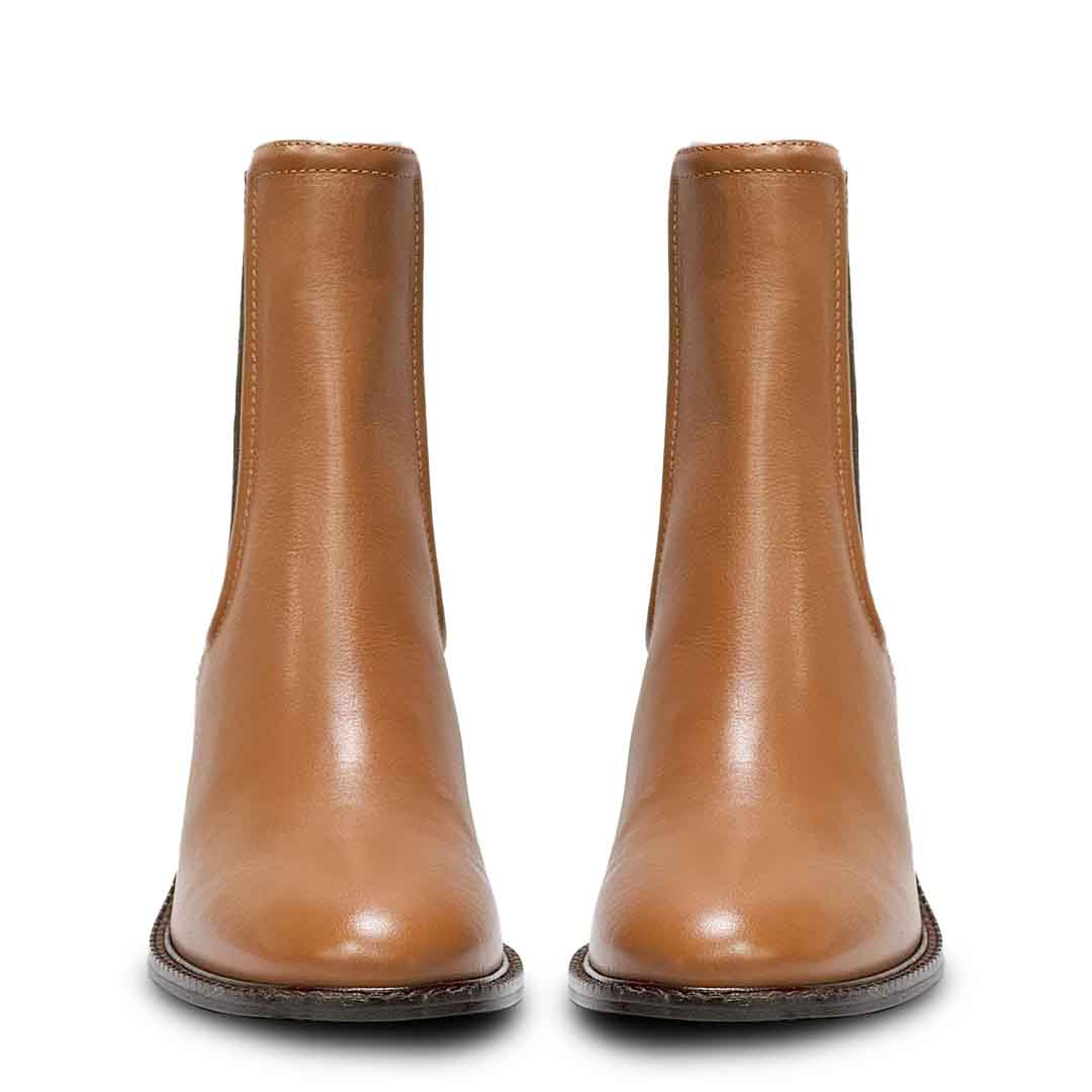 Saint Zoie Camel High Ankle Leather Chelsea Boots