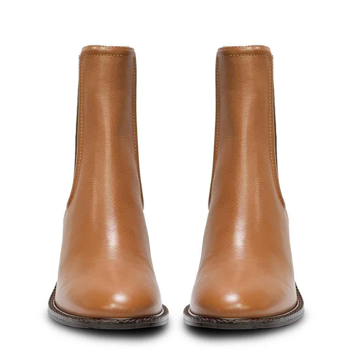 Saint Zoie Camel High Ankle Leather Chelsea Boots