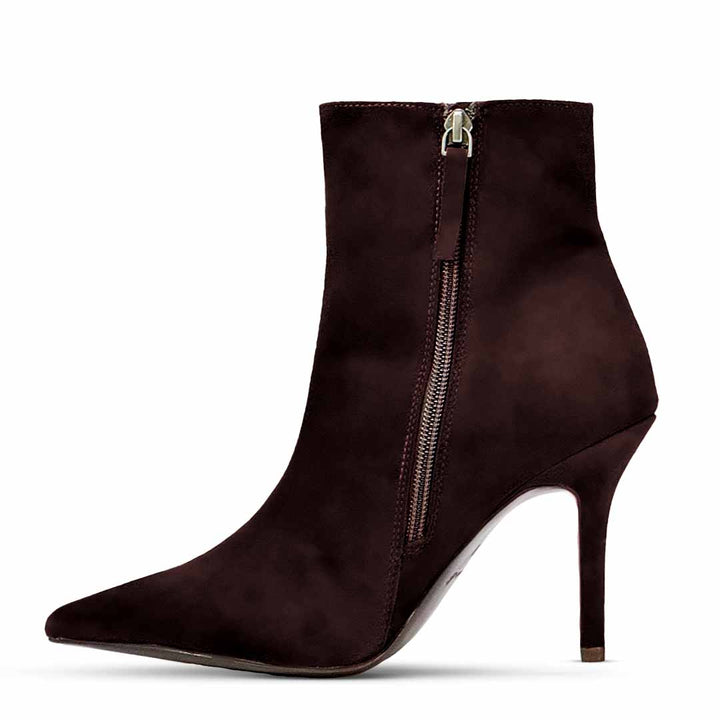 Saint Romola Wine Suede Leather Stiletto Ankle Boots