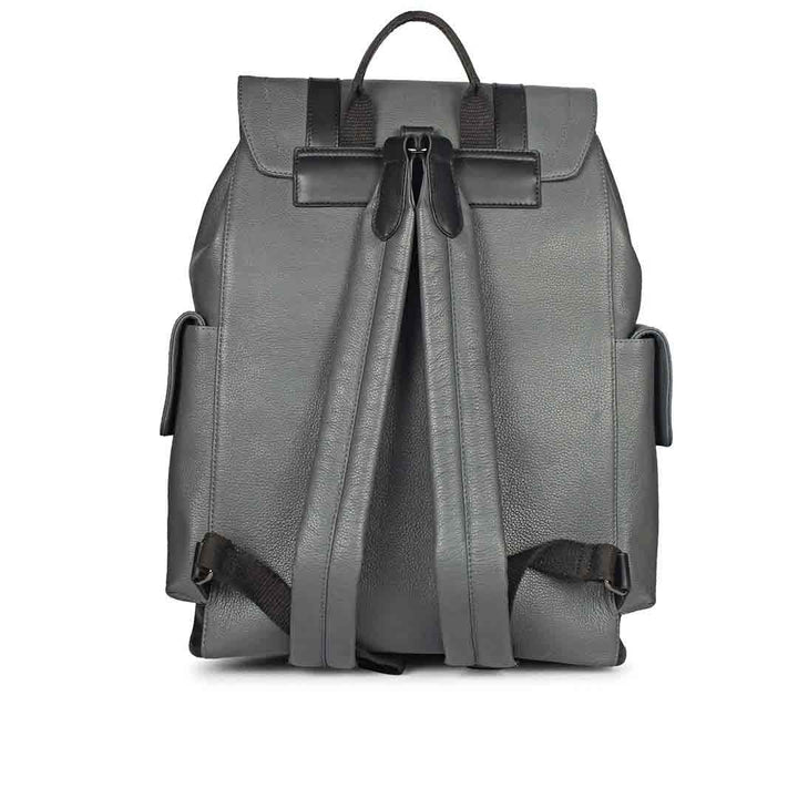 Capri Grey Leather Oversized Structured Backpacks