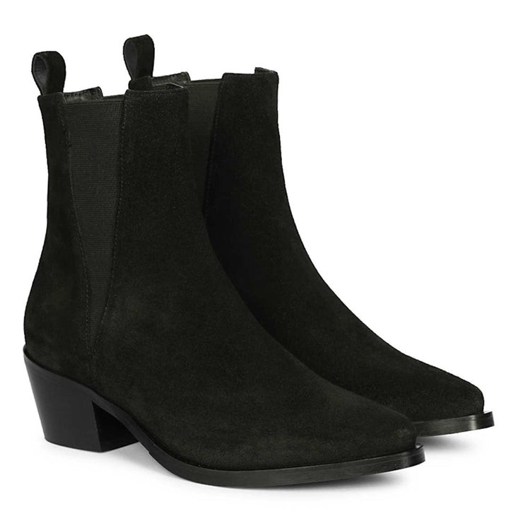 Saint Accorda Black Suede Leather Ankle Boots