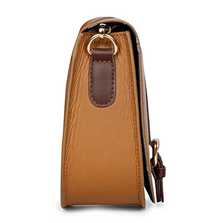 Favore Women Tan Leather Saddle Bags