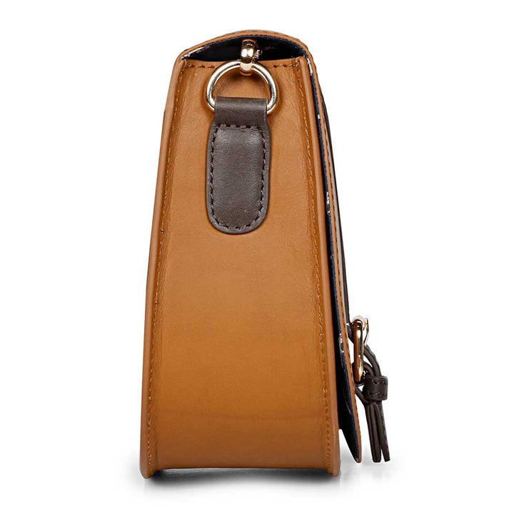 Favore Women Dark Tan Leather Saddle Bags