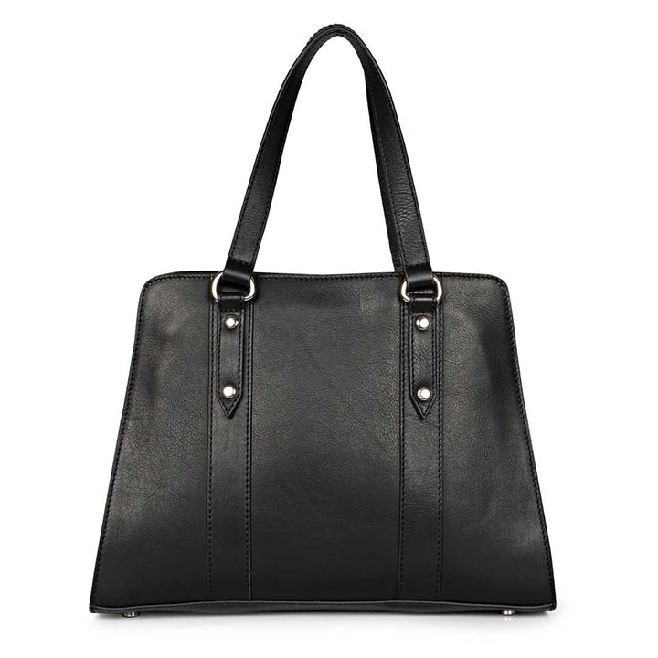 Favore Black Leather Women Satchel Bags