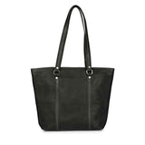 Favore Black Womens Leather Shopper Tote Bag