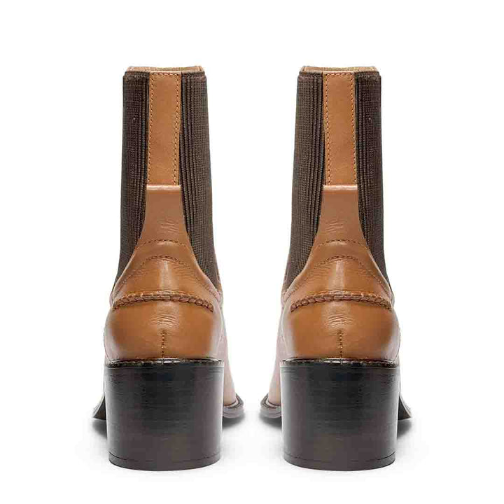 Saint Zoie Camel High Ankle Leather Chelsea Boots