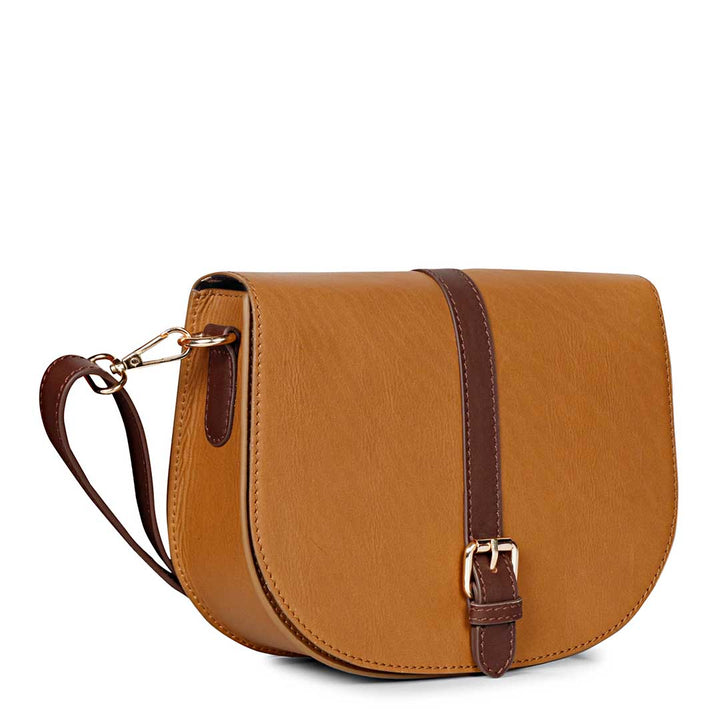 Favore Women Tan Leather Saddle Bags