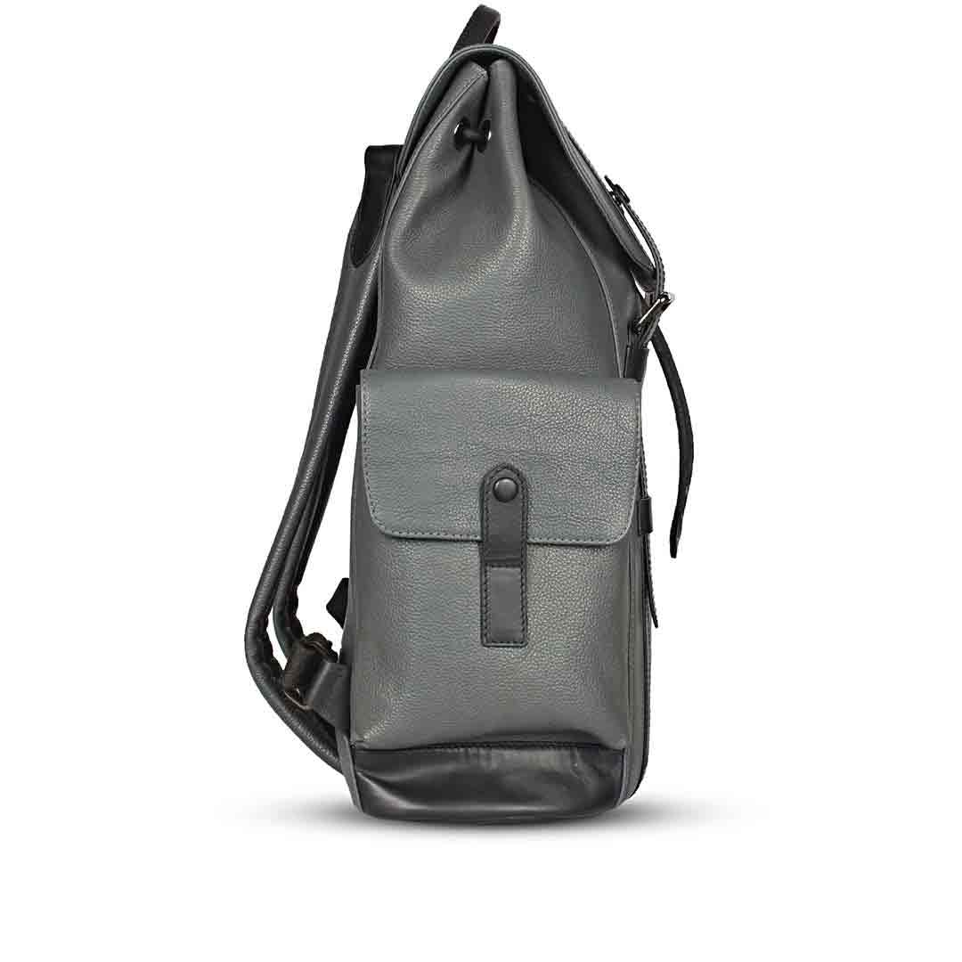 Capri Grey Leather Oversized Structured Backpacks