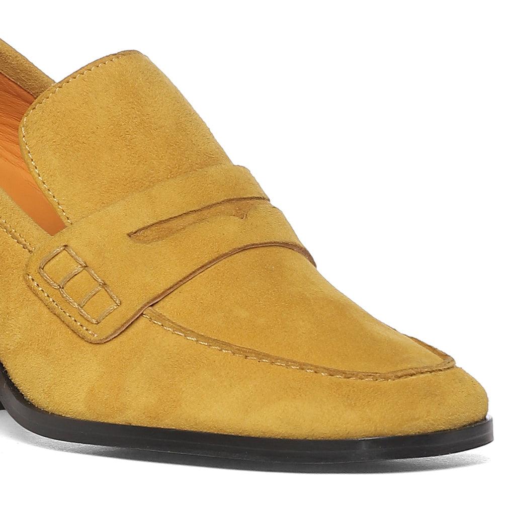 Amelia Mustard Suede Leather Moccasins SaintG India