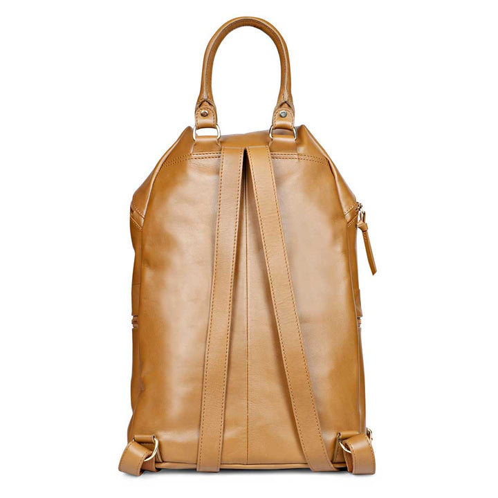 Favore Tan Leather Oversized Structured Backpacks