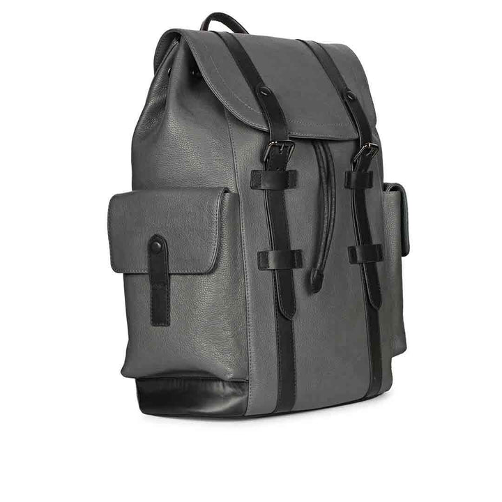 Capri Grey Leather Oversized Structured Backpacks