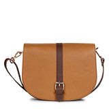 Favore Women Tan Leather Saddle Bags