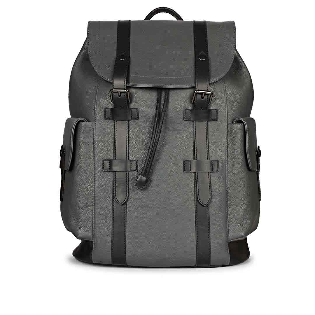 Capri Grey Leather Oversized Structured Backpacks