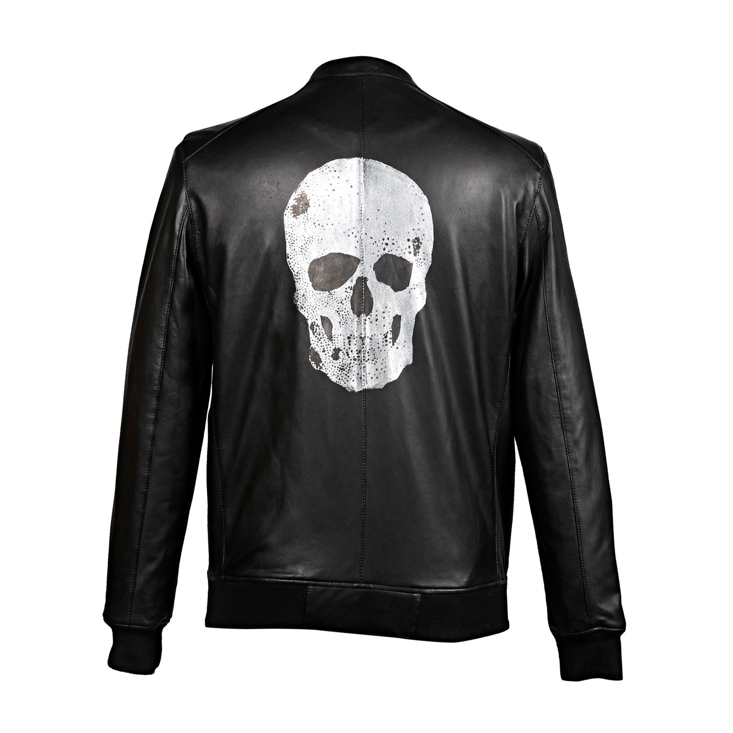 Mens skull hot sale leather jacket