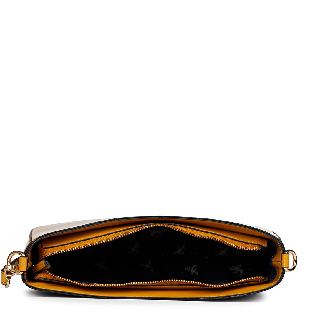 Favore Yellow Leather Structured Sling Bag