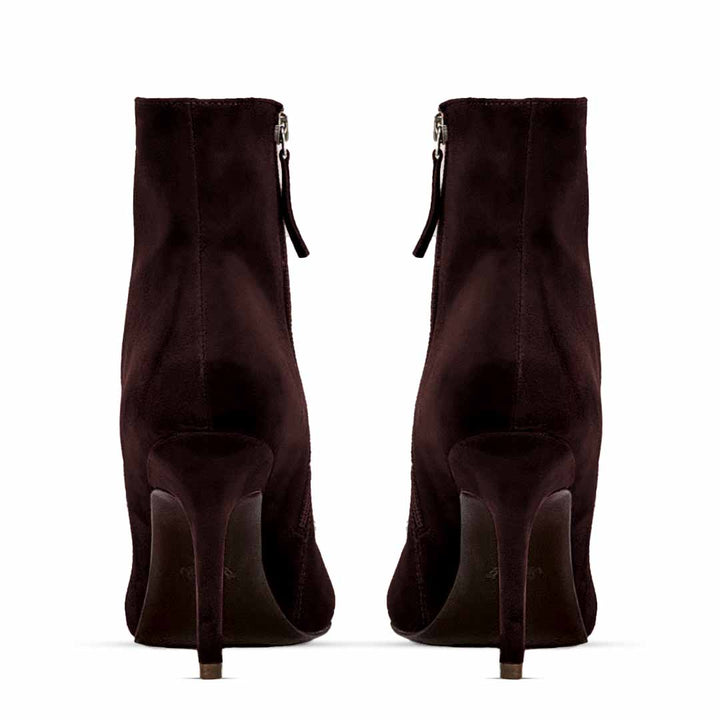 Saint Romola Wine Suede Leather Stiletto Ankle Boots