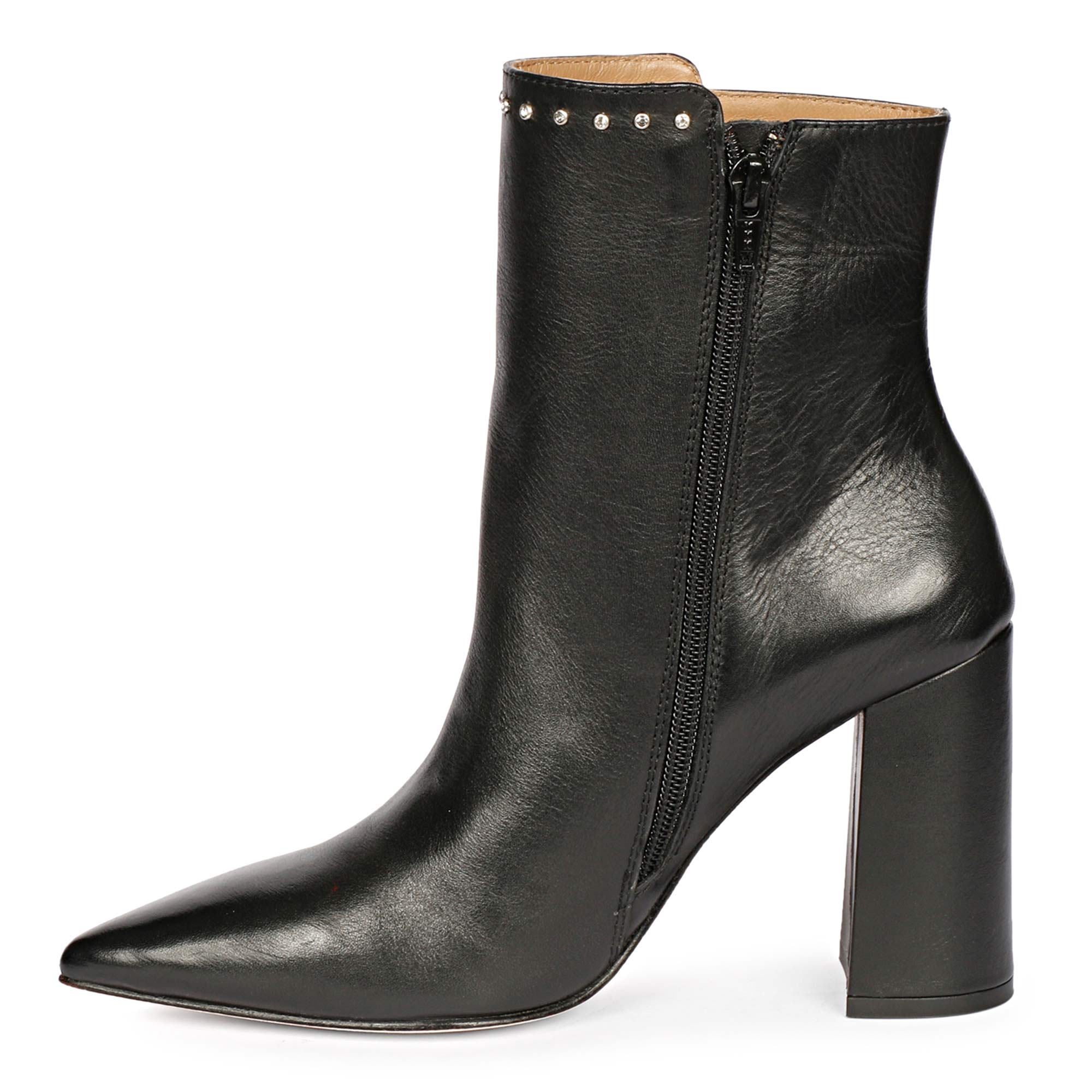 Black leather ankle boots with outlet studs