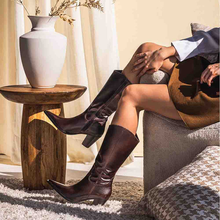 Saint Prune Brown Leather Calf Boots