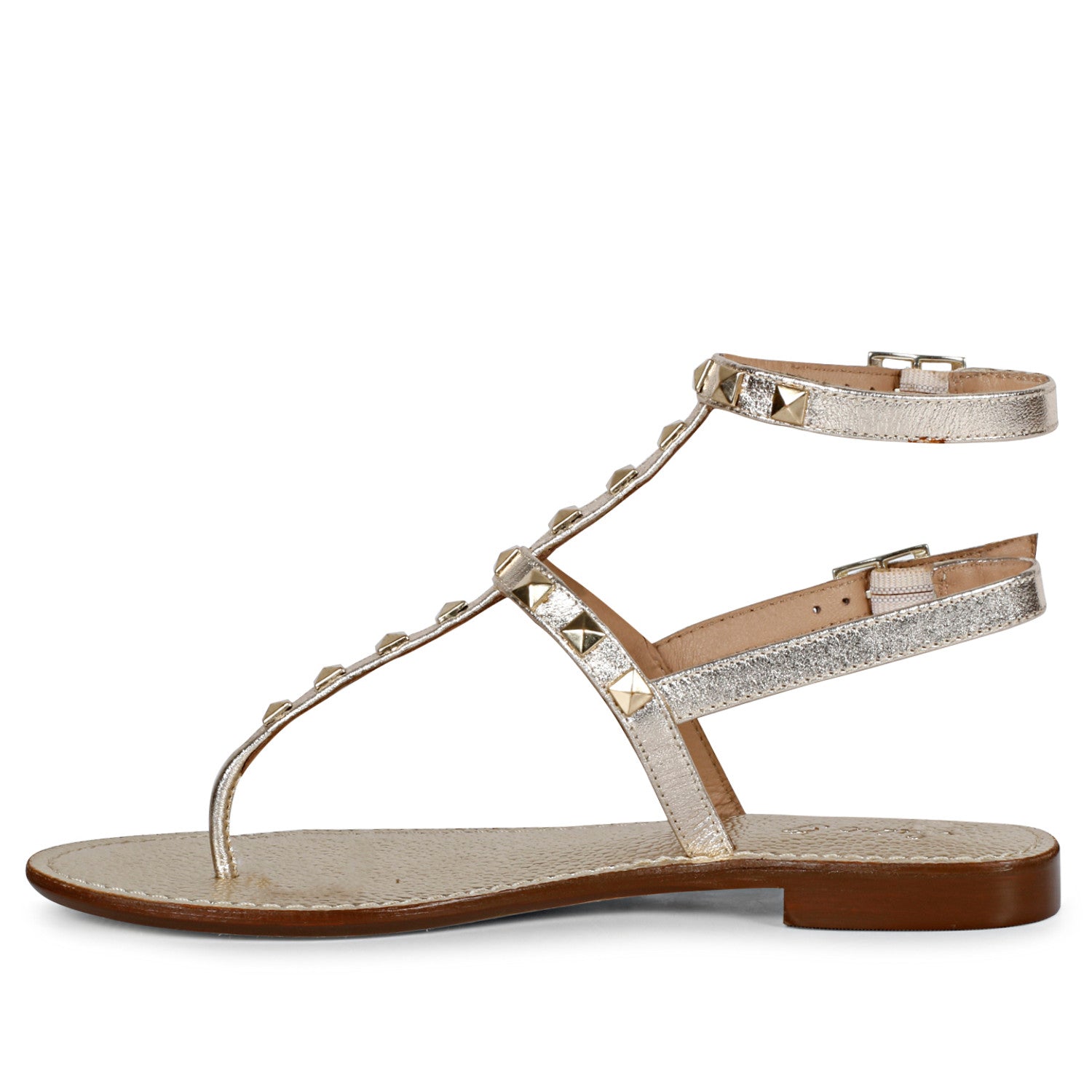 Metallic strap flat slider sandals - Shoes - Women | Bershka