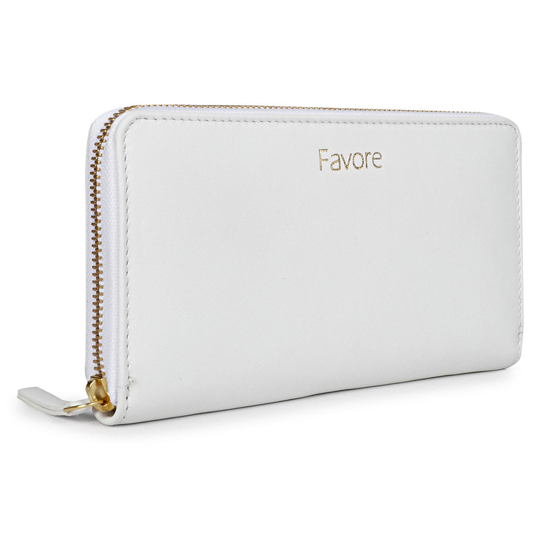 Favore White Leather Purse Clutche