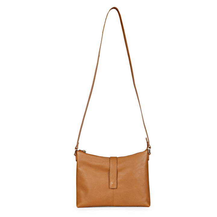 Favore Tan Leather Structured Silng Bag