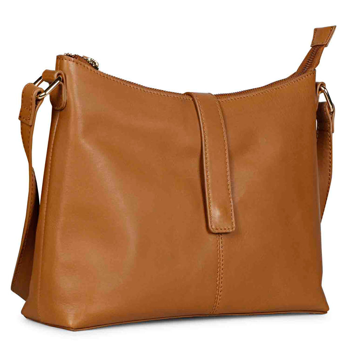 Favore Tan Leather Structured Silng Bag