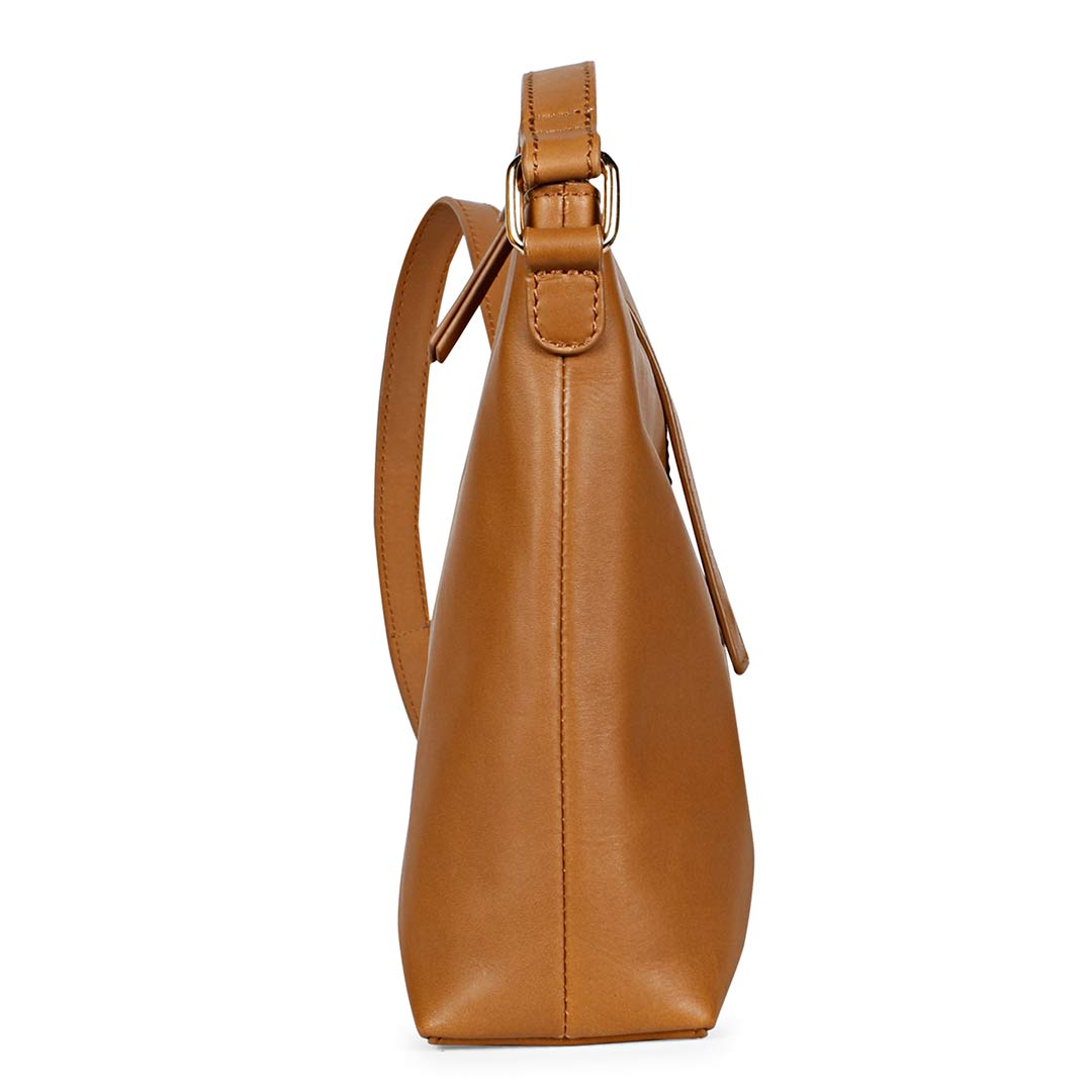 Favore Tan Leather Structured Silng Bag