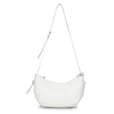 Favore Womens White Leather Half Moon Shoulder Bag