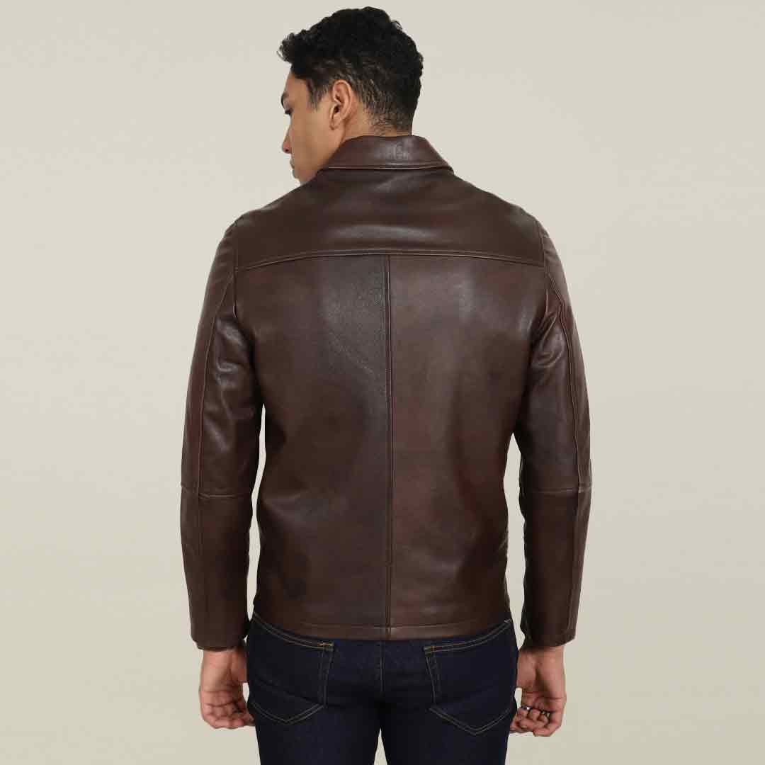 Saint Jory Chest Nut Leather Men's Jacket