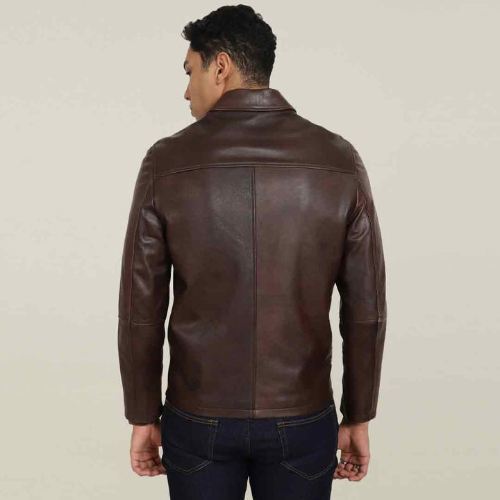 Saint Jory Chest Nut Leather Men's Jacket