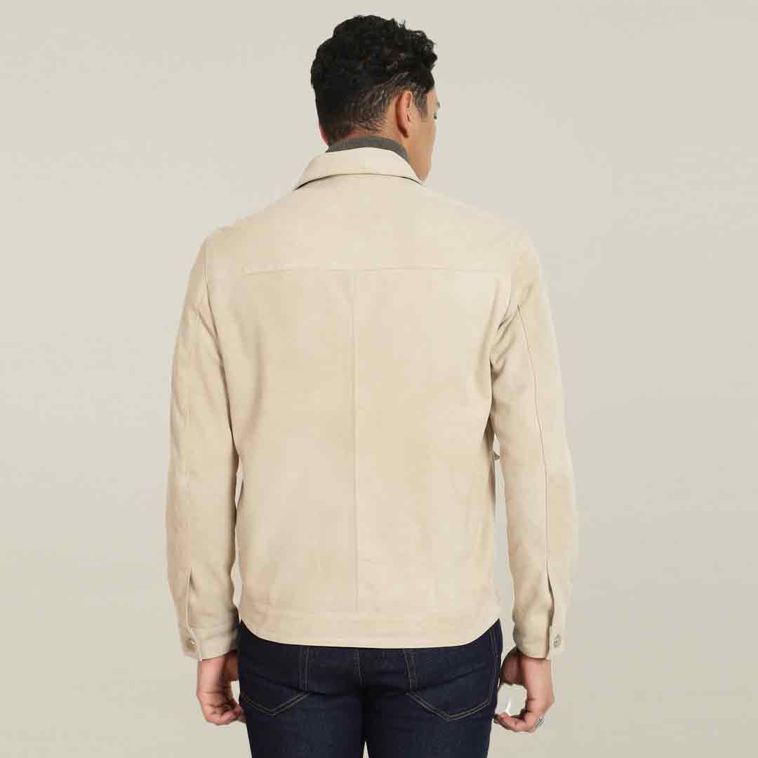 Saint Boris Offwhite Leather Men's Jacket With Collars