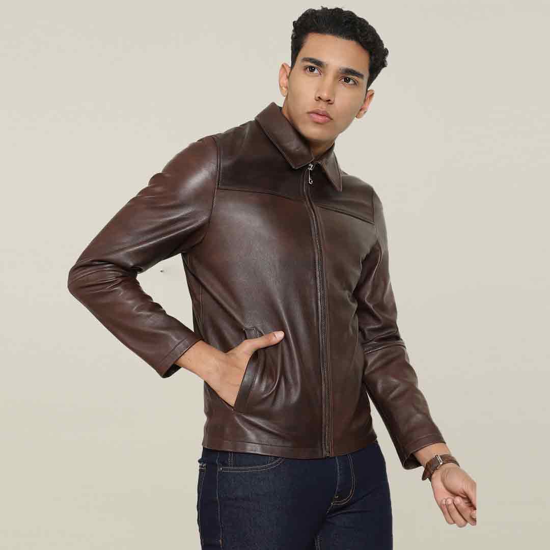 Saint Jory Chest Nut Leather Men's Jacket