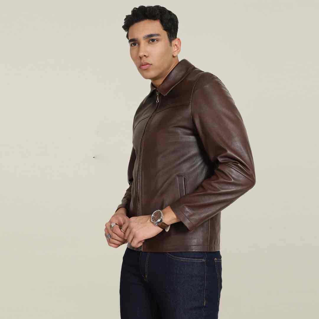 Saint Jory Chest Nut Leather Men's Jacket