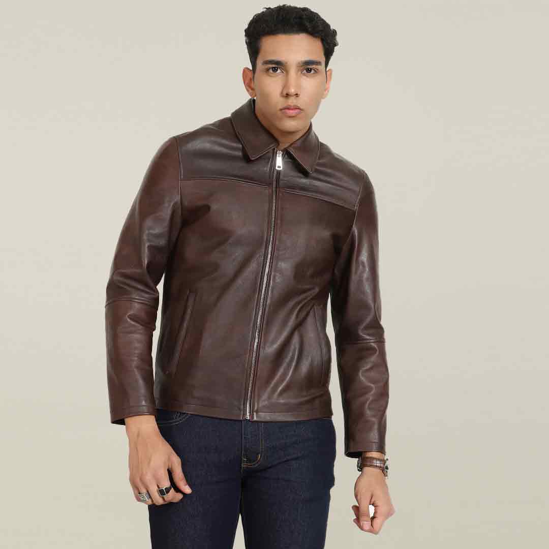 Saint Jory Chest Nut Leather Men's Jacket