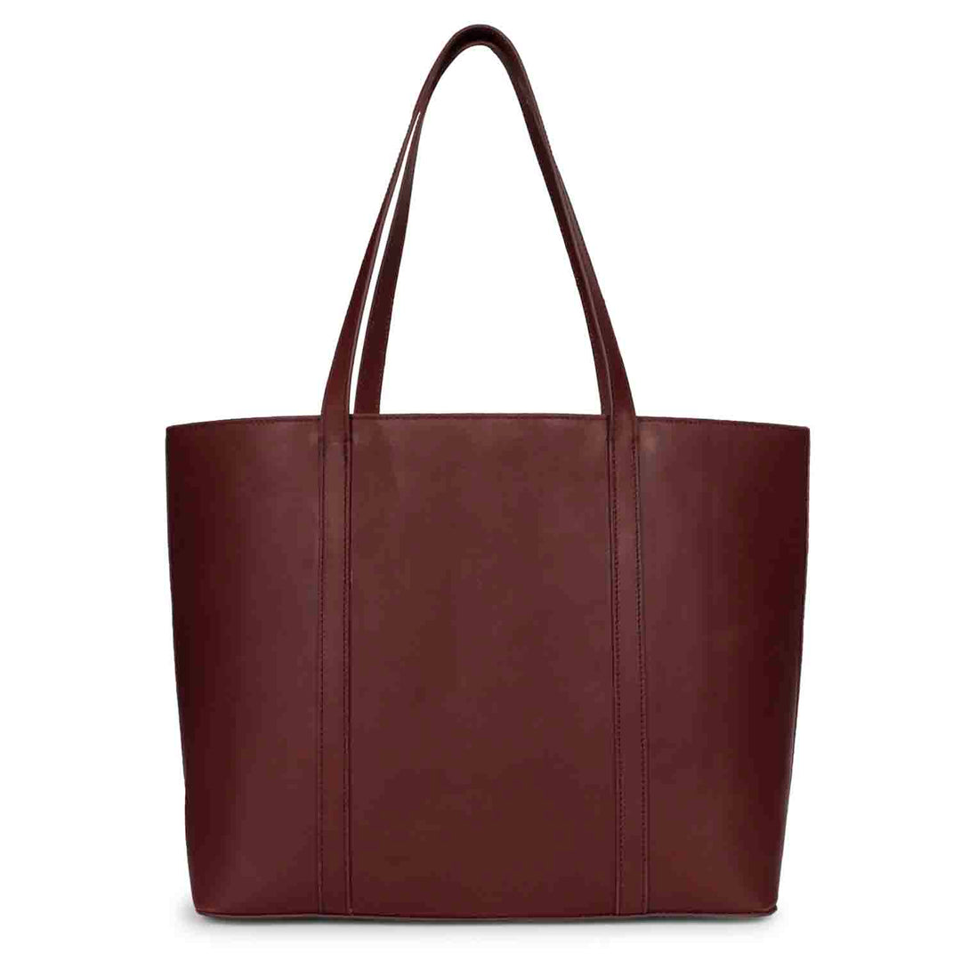 Favore Maroon Leather Structured Shoulder Bag