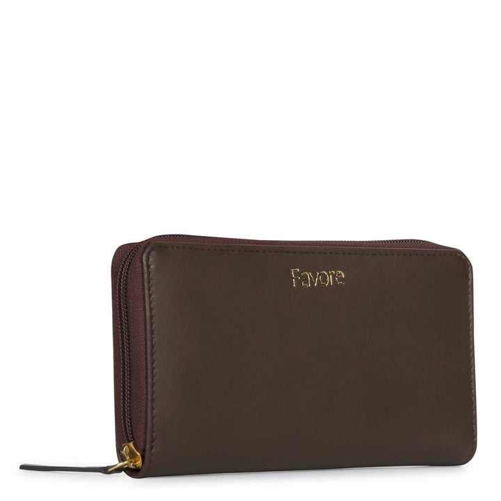 Favore Dark Brown Leather Purse Clutches