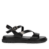 ViviBlu Black Leather Flat Sandals