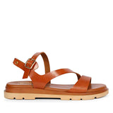 ViviBlu Tan Leather Flat Sandals