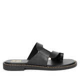 ViviBlu Black Leather Flat Sandals