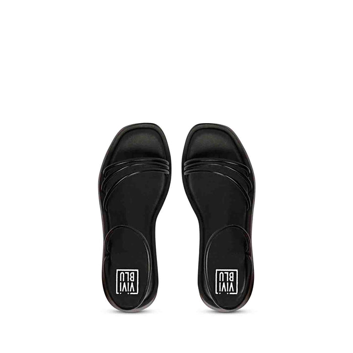 ViviBlu Black Leather Flat Sandals