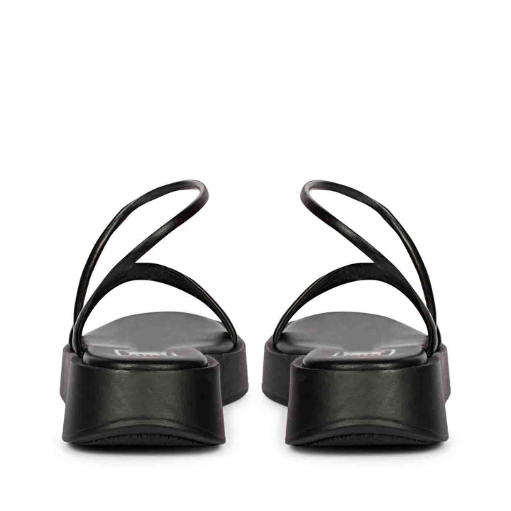 ViviBlu Black Leather Flat Sandals