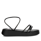 ViviBlu Black Leather Flat Sandals