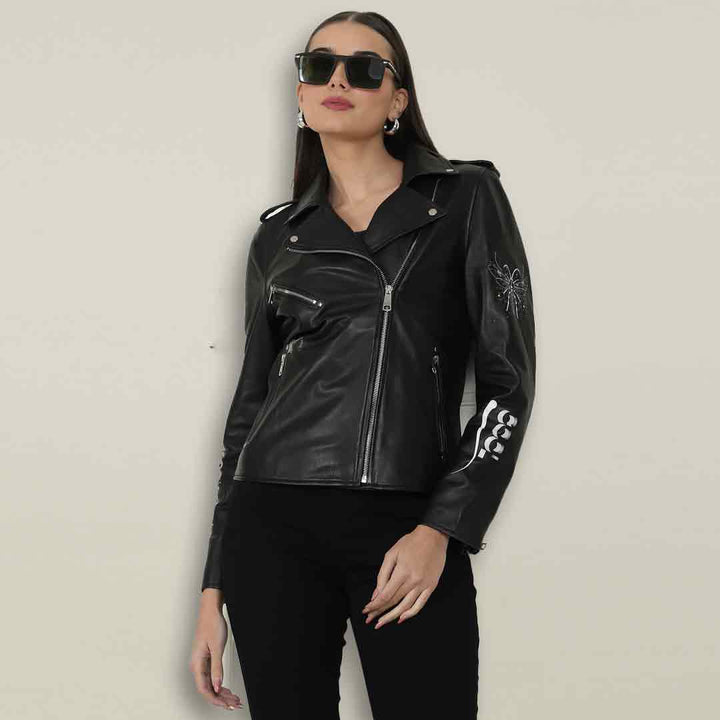 Saint Saira Black Leather Women Jackets