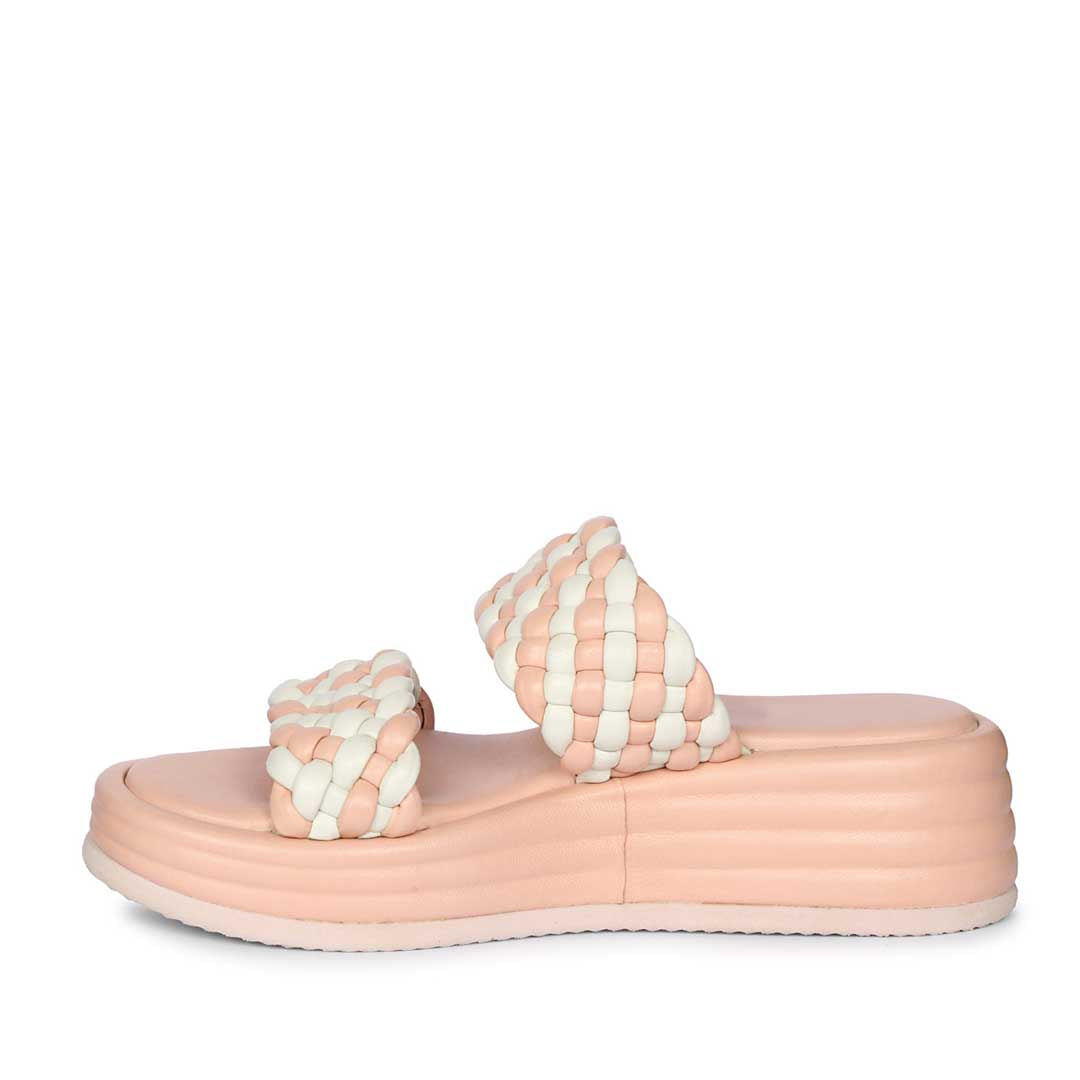 Saint Flurina Pink Woven Leather Platform Sandals