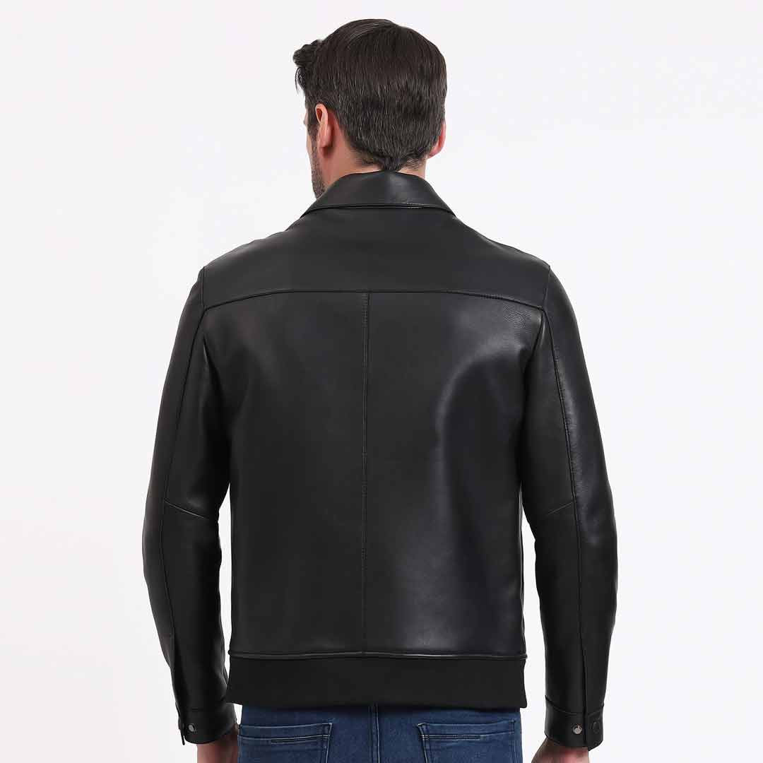 Saint Dion Black Leather Men's Jackets