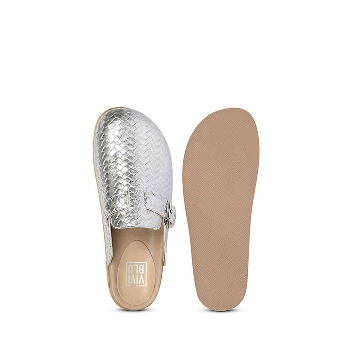 ViviBlu Silver Leather Mules