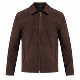 Saint Aris Chocolate Suede Leather Men's Jacket With Collars