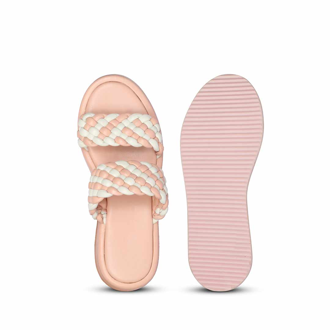 Saint Flurina Pink Woven Leather Platform Sandals