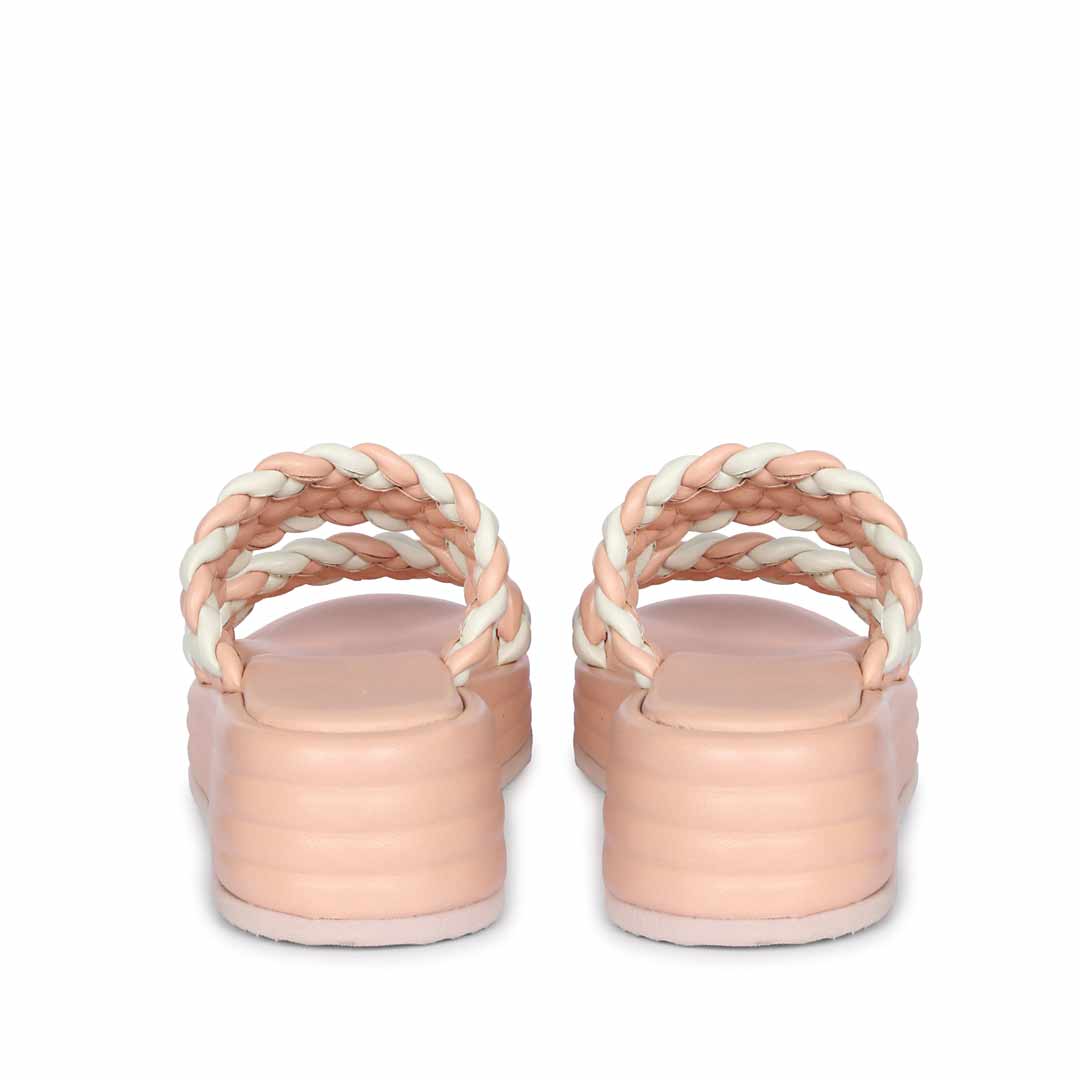 Saint Flurina Pink Woven Leather Platform Sandals