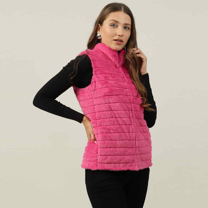 Saint Fernanda Pink Fur Leather Women Jackets